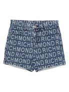 Shorts per bambina John Richmond Junior in denim con effetto jacquard - Rubino Kids