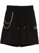 Shorts per bambina John Richmond Junior nero con applicazione logo - Rubino Kids