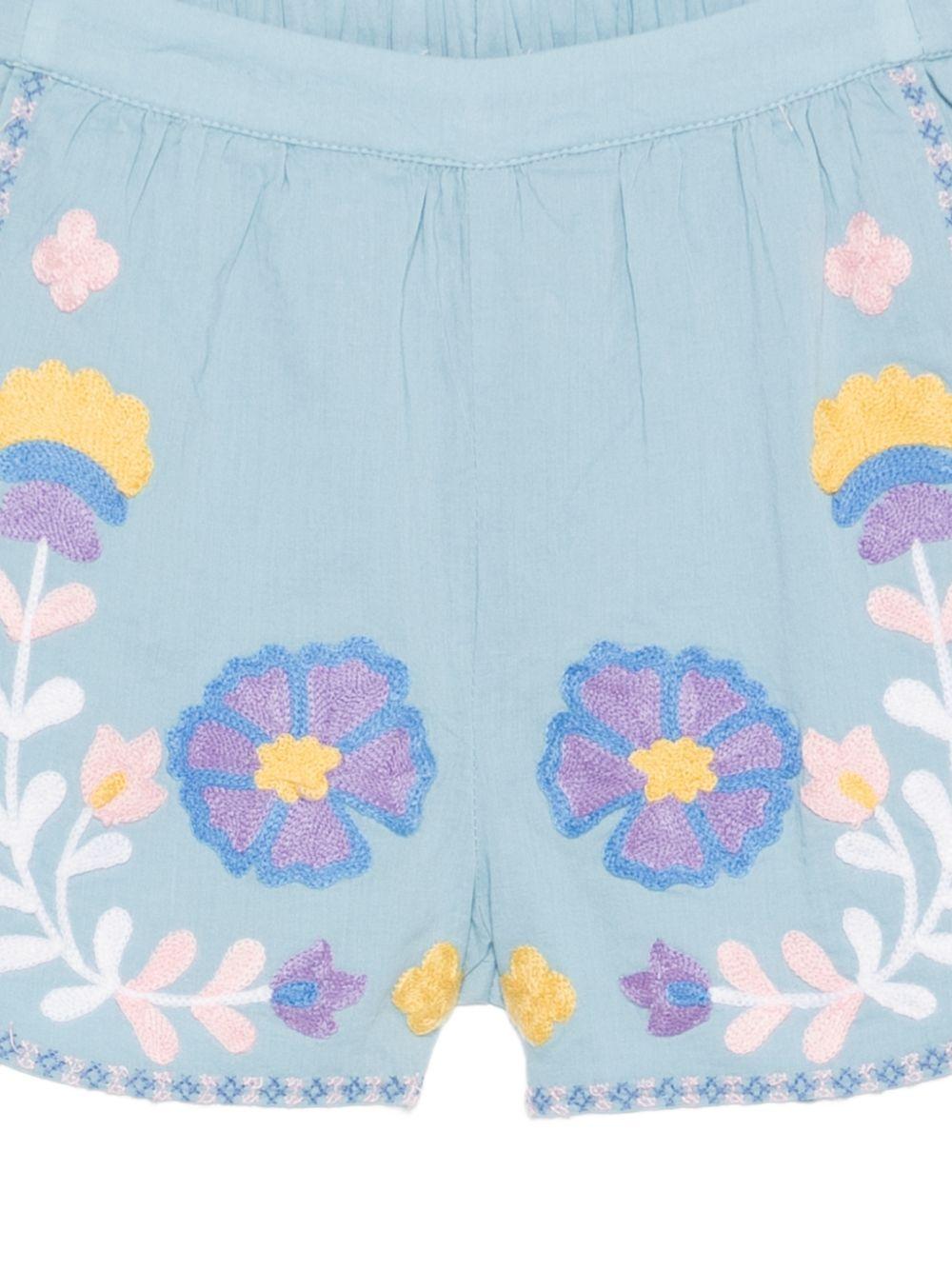 Shorts per bambina Louise Misha azzurri con ricamo floreale - Rubino Kids