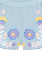Shorts per bambina Louise Misha azzurri con ricamo floreale - Rubino Kids