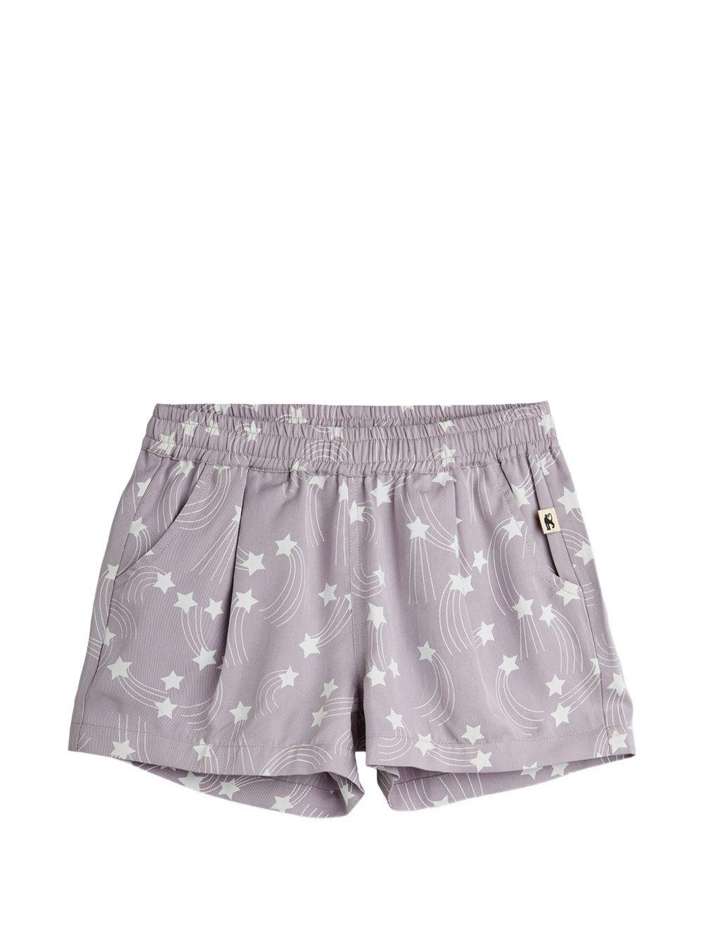 Shorts per bambina Mini Rodini viola con stampa stelle all - over - Rubino Kids