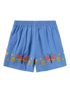 Shorts per bambina Molo blu con ricamo farfalle - Rubino Kids