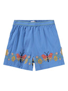 Shorts per bambina Molo blu con ricamo farfalle - Rubino Kids