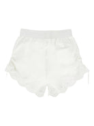 Shorts per bambina Monnalisa bianchi con ricamo a fiori - Rubino Kids
