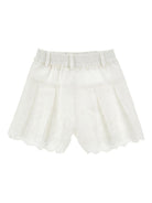 Shorts per bambina Monnalisa bianchi con ricamo fiori - Rubino Kids