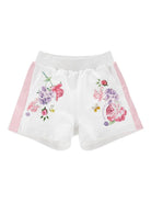 Shorts per bambina Monnalisa bianco con stampa a fiori - Rubino Kids