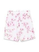 Shorts per bambina Monnalisa bianco con stampa floreale - Rubino Kids