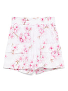 Shorts per bambina Monnalisa bianco con stampa floreale - Rubino Kids