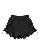 Shorts per bambina Monnalisa neri con orlo a smerlo - Rubino Kids