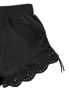 Shorts per bambina Monnalisa neri con orlo a smerlo - Rubino Kids