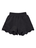 Shorts per bambina Monnalisa neri con orlo a smerlo - Rubino Kids