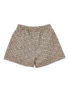 Shorts per bambina Monnalisa nero con stampa con monogramma - Rubino Kids