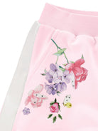 Shorts per bambina Monnalisa rosa con stampa a fiori - Rubino Kids