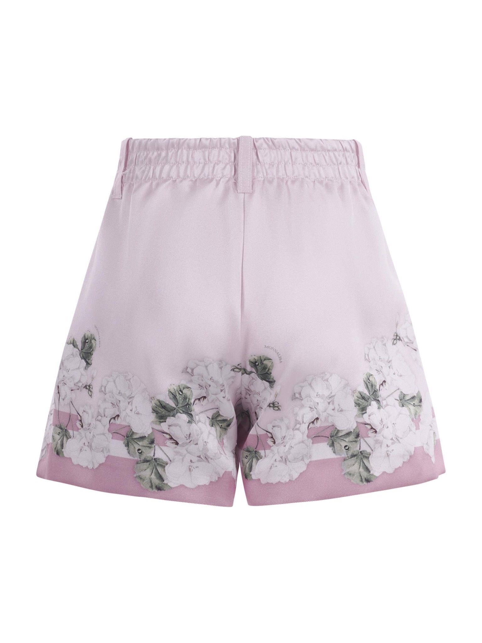 Shorts per bambina Monnalisa rosa con stampa grafica a fiori - Rubino Kids