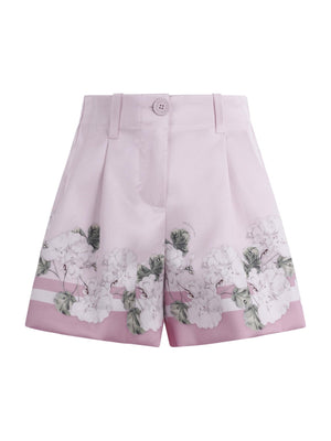 Monnalisa pink shorts for girls with graphic floral print