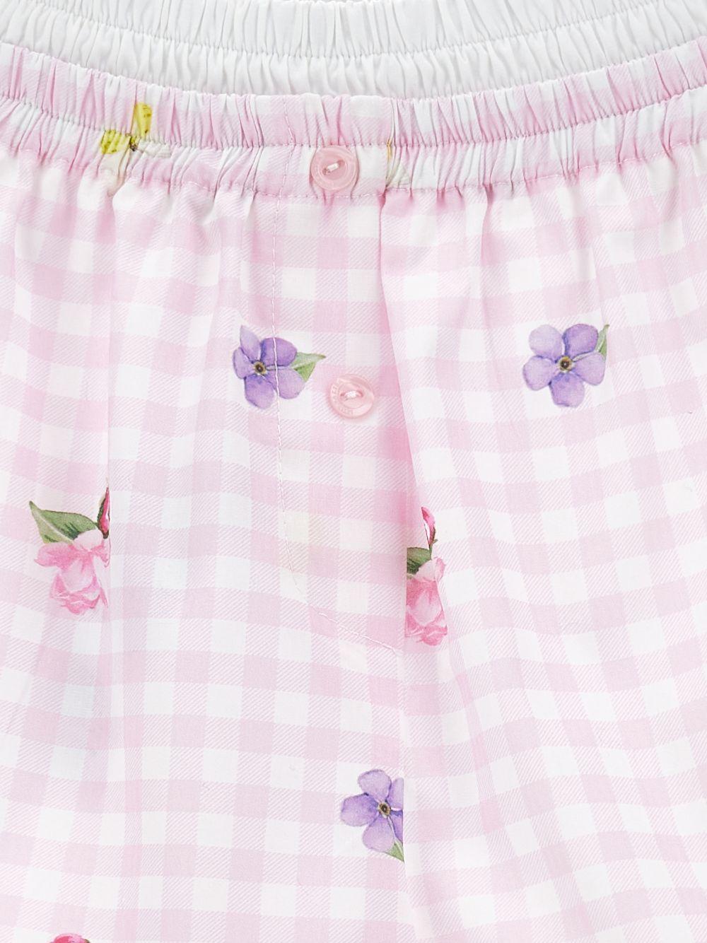 Shorts per bambina Monnalisa rosa e bianco a quadretti - Rubino Kids