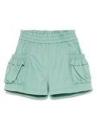 Shorts per bambina Monnalisa verde con logo e tasche laterali - Rubino Kids