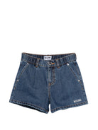 Shorts per bambina Moschino Kids denim con logo ricamato - Rubino Kids