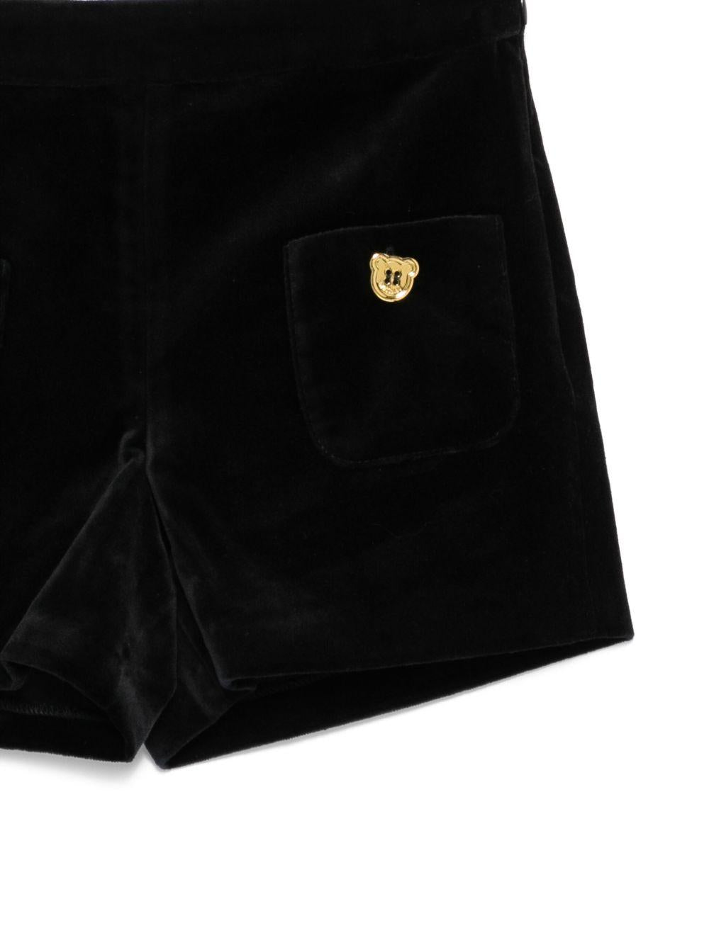 Shorts per bambina Moschino Kids nera con bottoni color oro - Rubino Kids