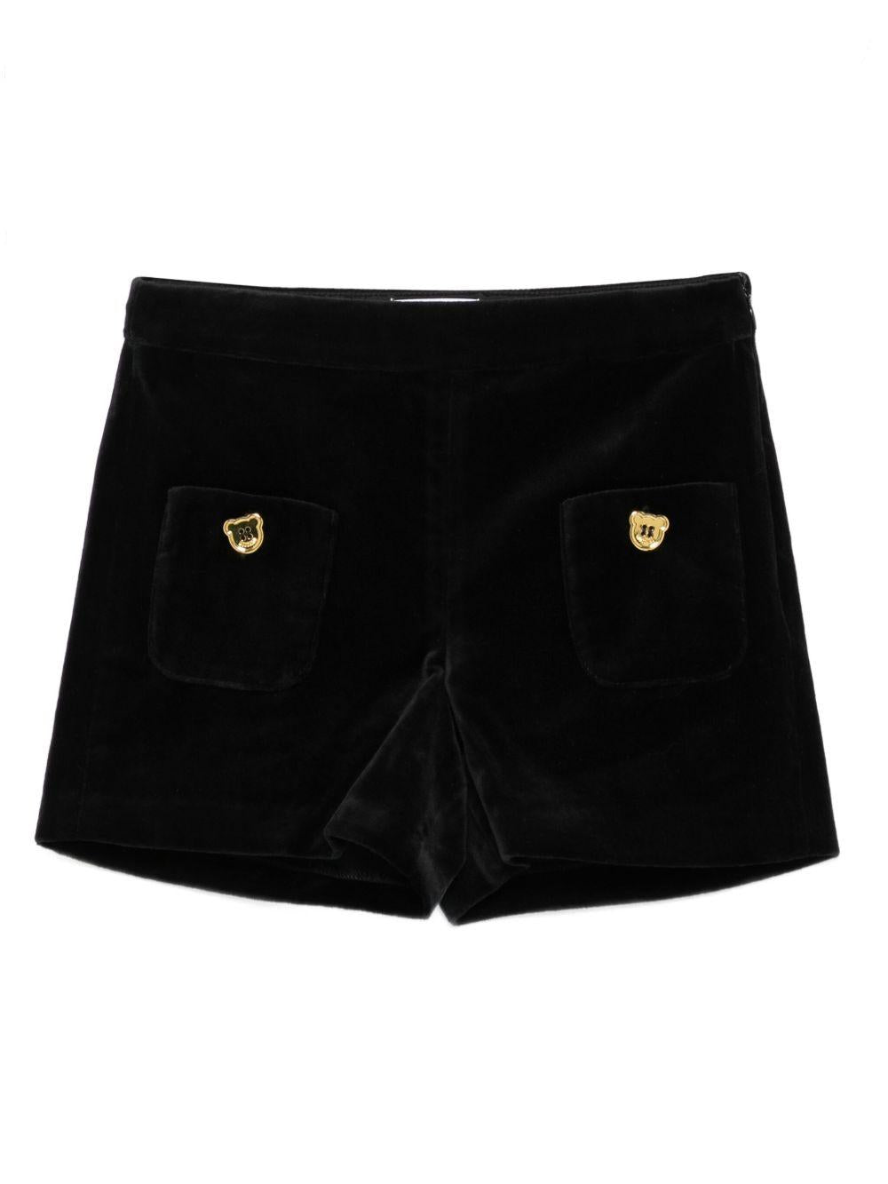 Shorts per bambina Moschino Kids nera con bottoni color oro - Rubino Kids