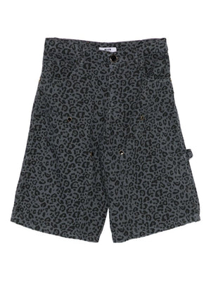 MSGM Kids gray leopard print shorts for girls