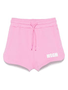 Shorts per bambina MSGM Kids rosa con vita con coulisse elasticizzata - Rubino Kids