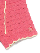 Shorts per bambina Scotch & Soda Kids fucsia in maglia con orlo a smerlo - Rubino Kids