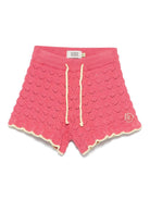 Shorts per bambina Scotch & Soda Kids fucsia in maglia con orlo a smerlo - Rubino Kids