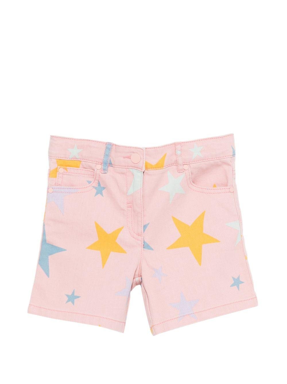 Shorts per bambina Stella McCartney Kids rosa con stampa stelle - Rubino Kids