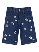 Shorts per bambina The Marc Jacobs Kids blu con decorazione a fiori - Rubino Kids