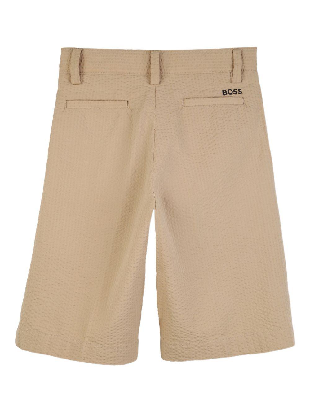 Shorts per bambino Boss Kids beige con finitura a rilievo - Rubino Kids
