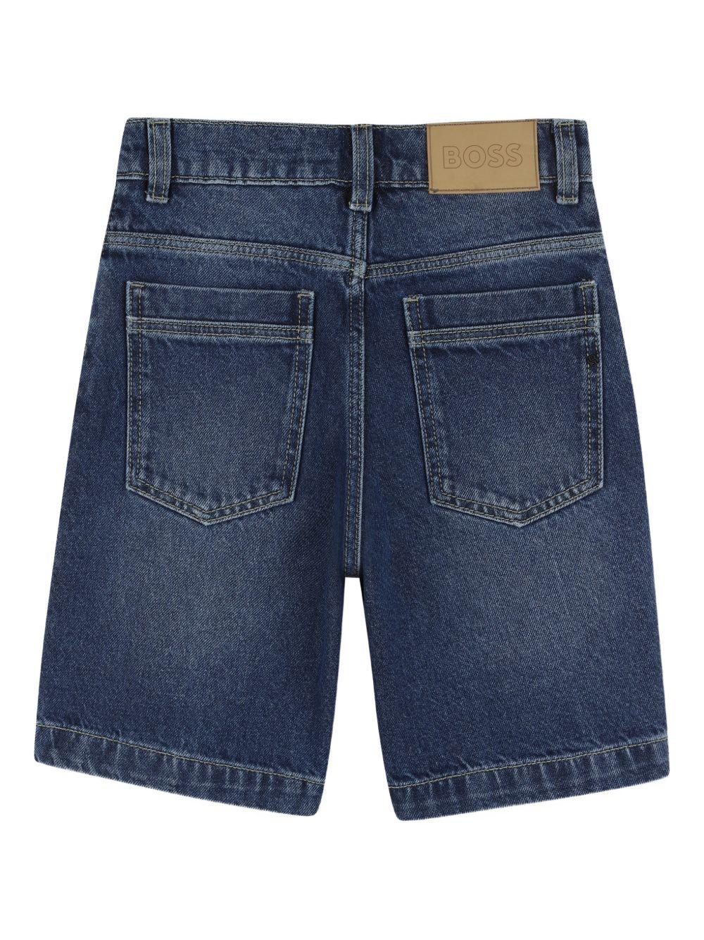 Shorts per bambino Boss Kids in denim con tasche - Rubino Kids