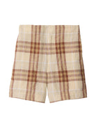 Shorts per bambino Burberry Kids beige con motivo a quadri - Rubino Kids