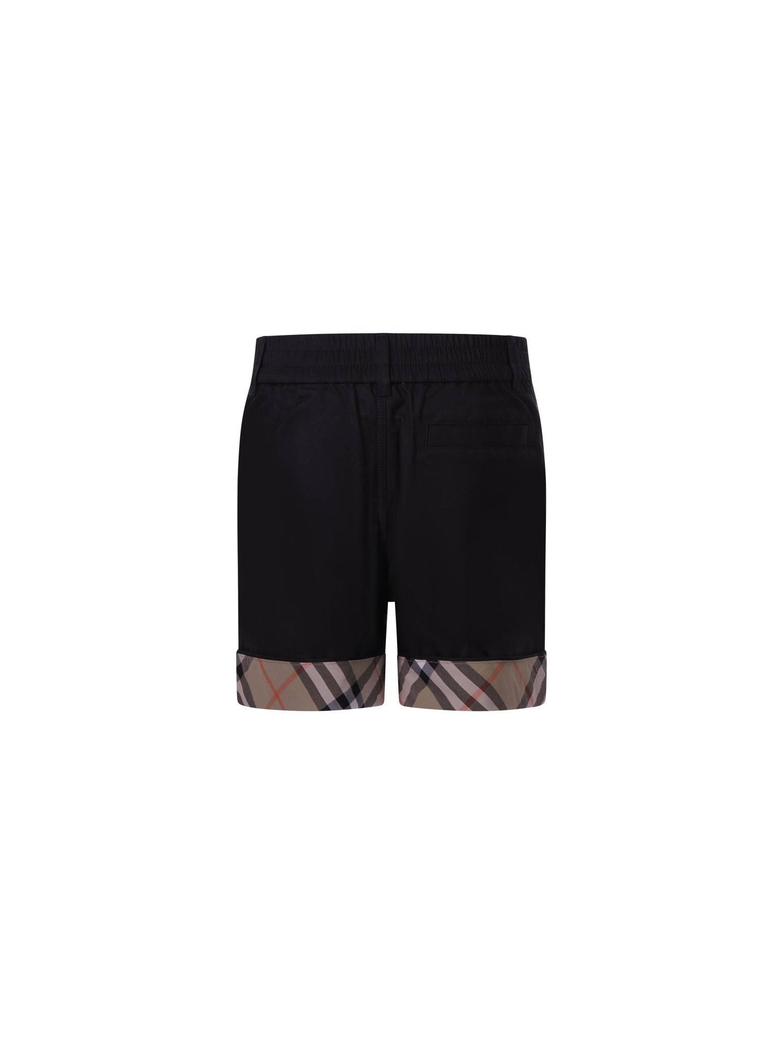 Shorts per bambino Burberry Kids neri con dettagli con motivo Vintage Check - Rubino Kids