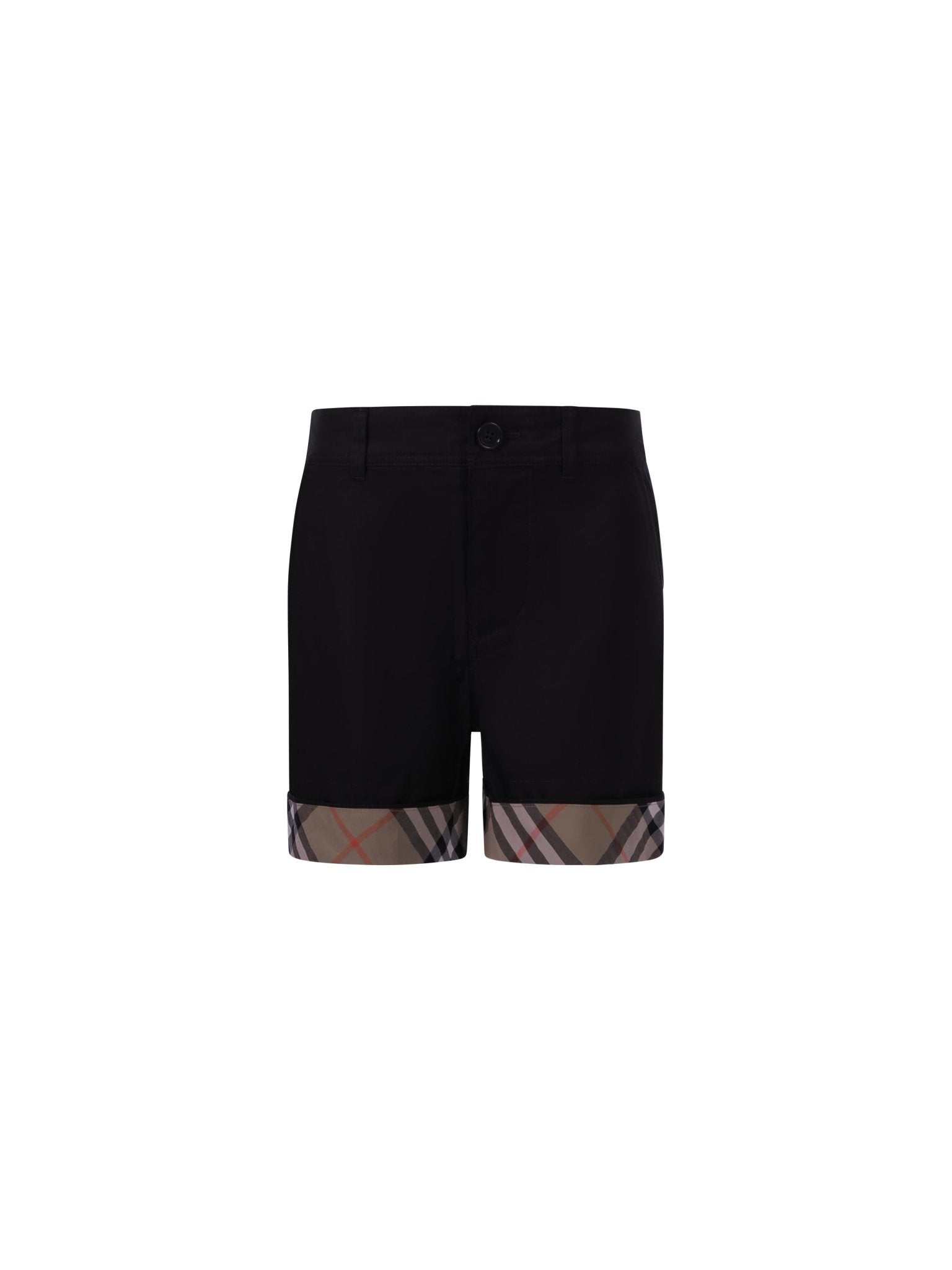 Shorts per bambino Burberry Kids neri con dettagli con motivo Vintage Check - Rubino Kids