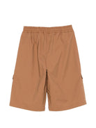 Shorts per bambino DONDUP Kids marroni con logo ricamato sul davanti - Rubino Kids