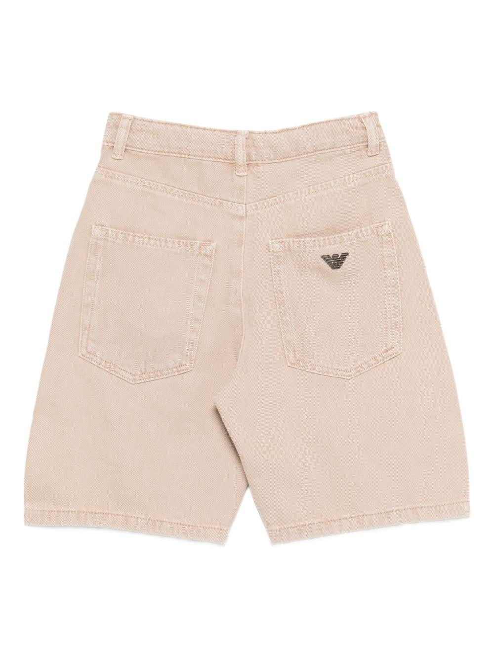 Shorts per bambino Emporio Armani Kids beige con tasche anteriori - Rubino Kids