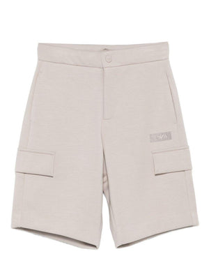Shorts per bambino Emporio Armani Kids beige con tasche cargo