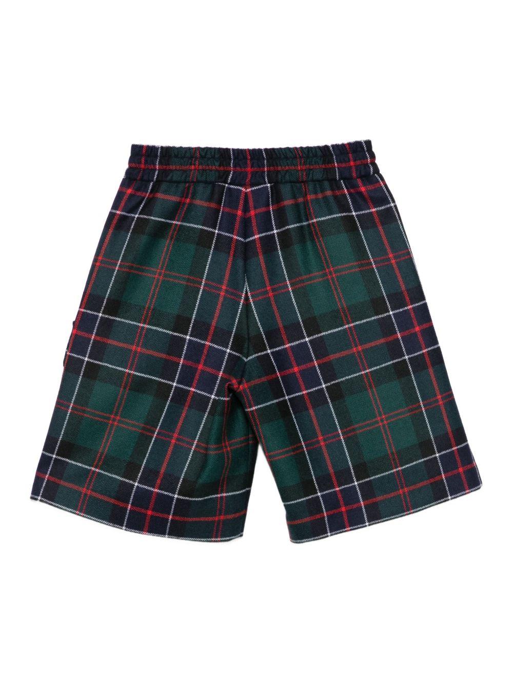 Shorts per bambino Fendi Kids verde con motivo a quadri - Rubino Kids