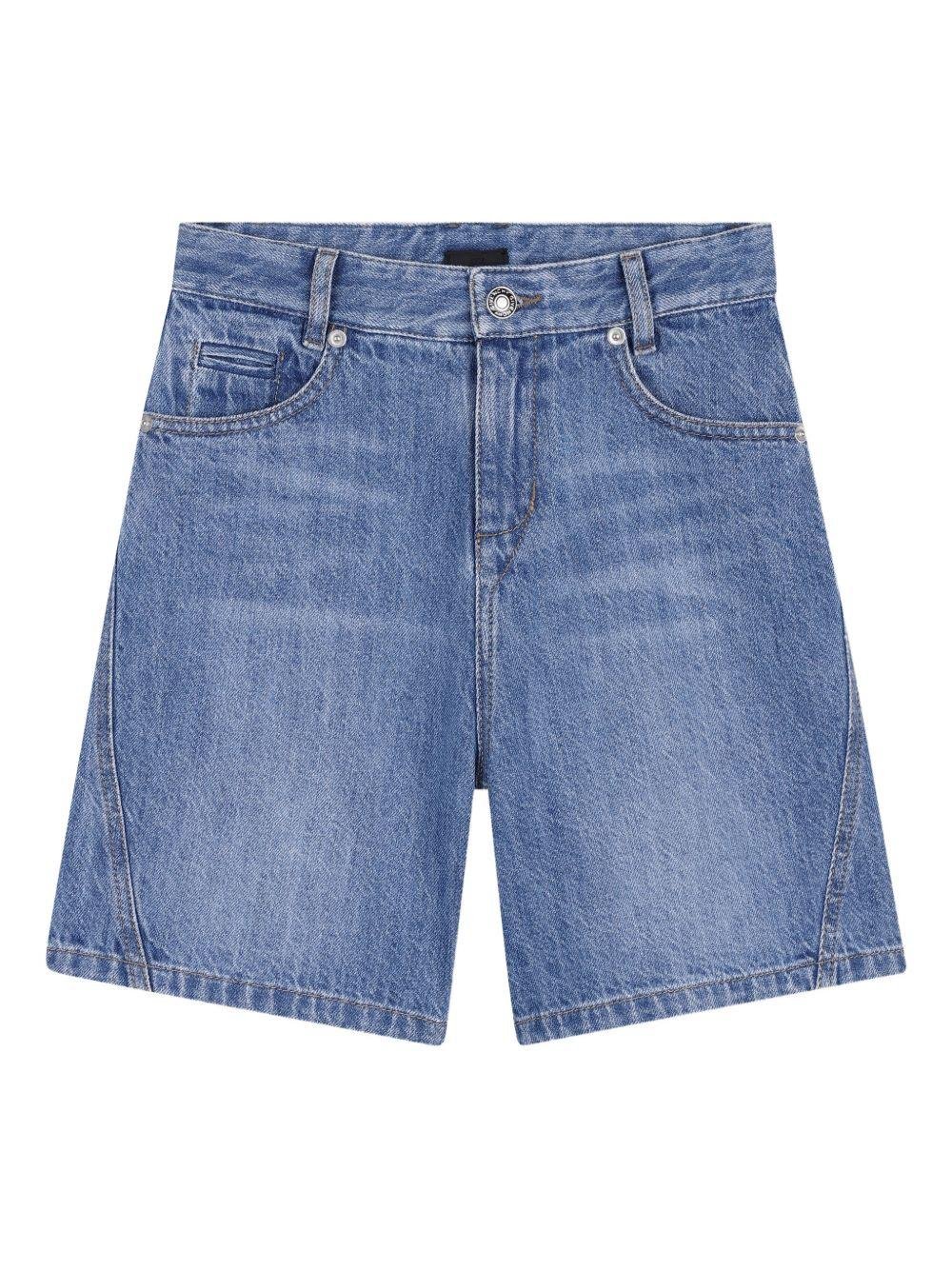 Shorts per bambino Givenchy Kids denim con cuciture tono su tono - Rubino Kids