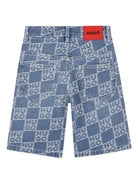 Shorts per bambino Hugo Kids denim con stampa logo all - over - Rubino Kids