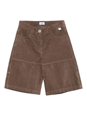 Brown Il Gufo corduroy shorts for boys