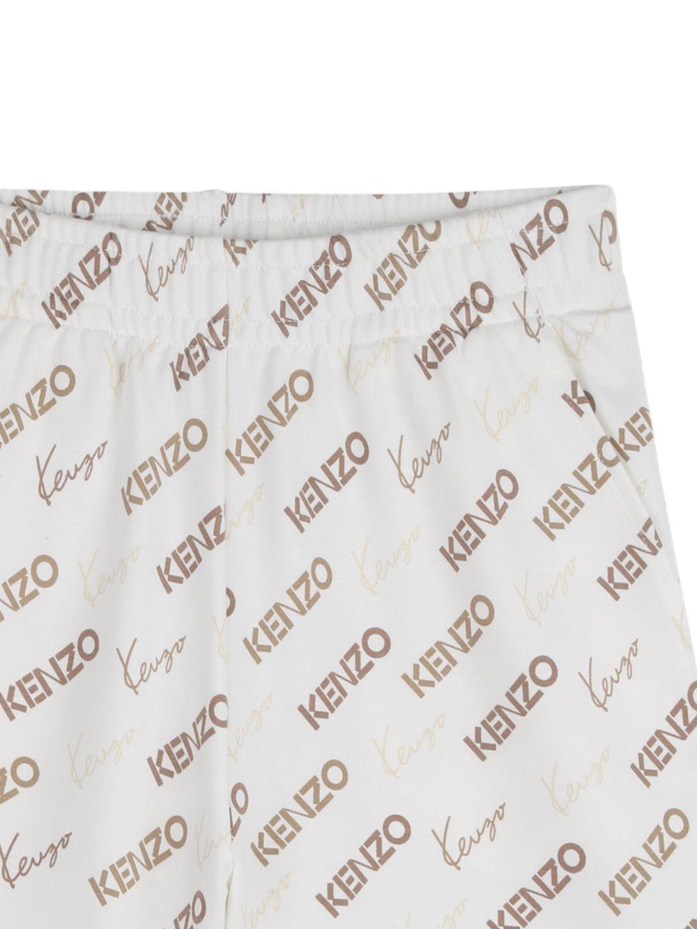 Shorts per bambino Kenzo Kids bianco con logo all - over - Rubino Kids