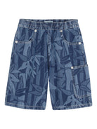 Shorts per bambino Kenzo Kids in denim con stampa all - over - Rubino Kids