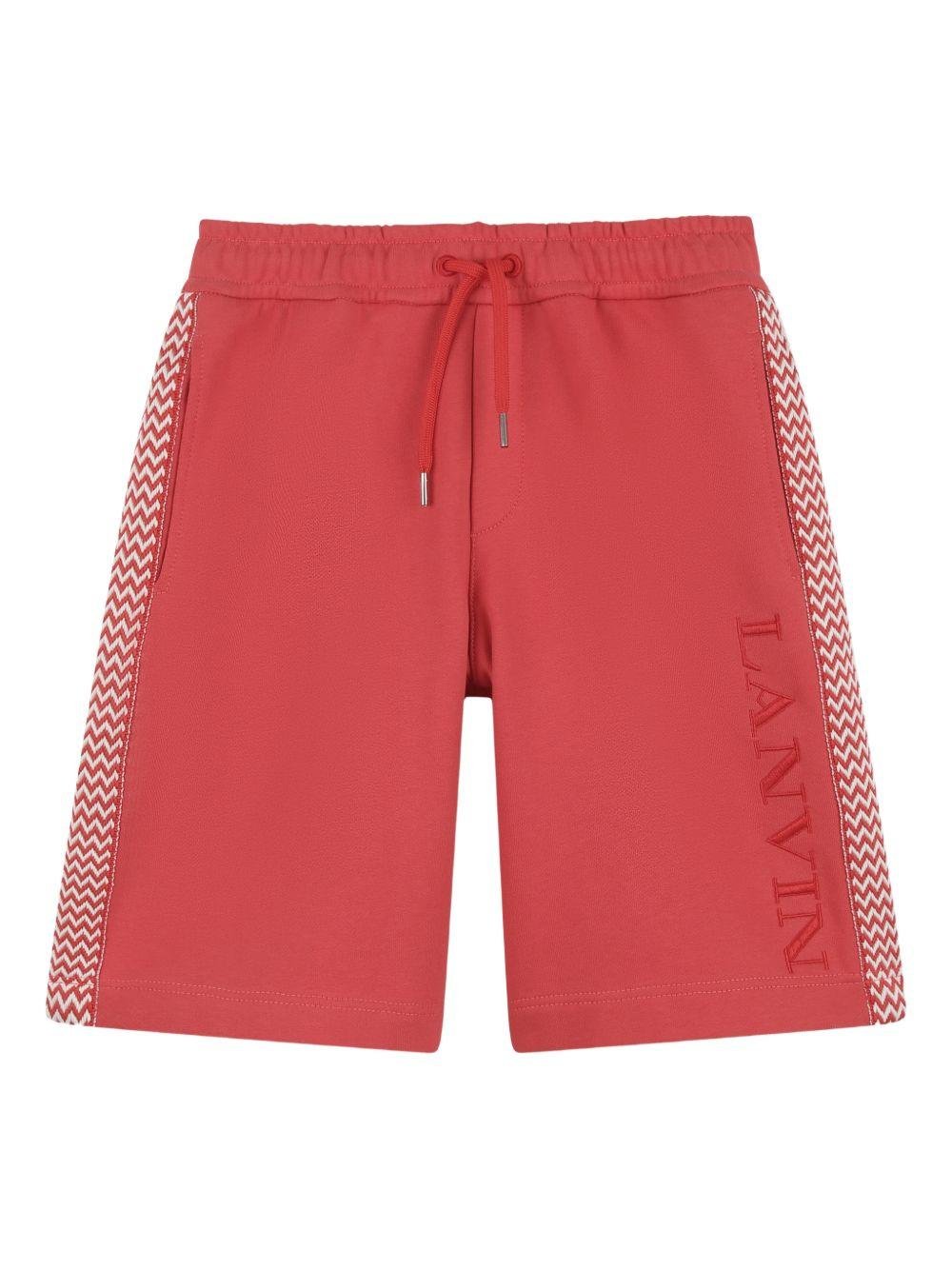 Shorts per bambino Lanvin Enfant rosso con coulisse e logo - Rubino Kids