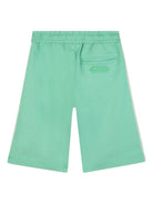 Shorts per bambino Lanvin Enfant verde con coulisse e logo - Rubino Kids