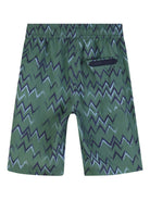 Shorts per bambino Lanvin Enfant verde con motivo a zig - zag - Rubino Kids