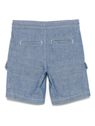 Shorts per bambino Trussardi Junior blu con applicazione logo e due tasche cargo frontali - Rubino Kids