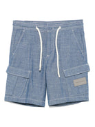 Shorts per bambino Trussardi Junior blu con applicazione logo e due tasche cargo frontali - Rubino Kids