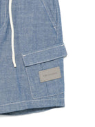 Shorts per bambino Trussardi Junior blu con applicazione logo e due tasche cargo frontali - Rubino Kids